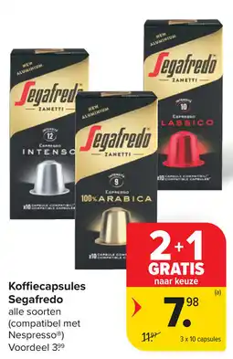 Carrefour Koffiecapsules Segafredo aanbieding