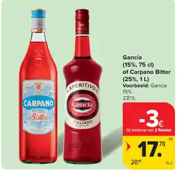Carrefour Gancia of Carpano Bitter aanbieding