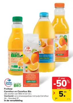 Carrefour Le Fruitsap Carrefour en Carrefour Bio aanbieding