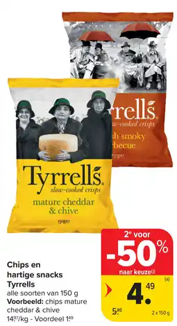 Carrefour Chips en Hartige Snacks Tyrrells aanbieding