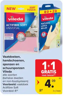 Carrefour Vaatdoeken, handschoenen, sponzen en schuursponzen Vileda aanbieding