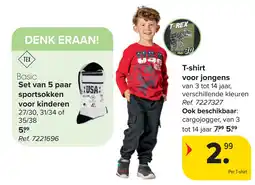 Carrefour Basic Set van 5 paar sportsokken voor kinderen aanbieding