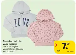 Carrefour Sweater met rits voor meisjes aanbieding