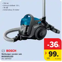 Carrefour Bosch Stofzuiger zonder zak BGSosA220 aanbieding