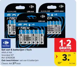 Carrefour Set van 6 batterijen i-Tech AAA of AA aanbieding