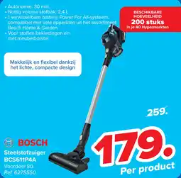 Carrefour Bosch Steelstofzuiger BCS6llP4A aanbieding