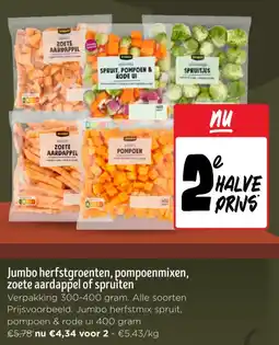 Jumbo Jumbo herfstgroenten, pompoenmixen, zoete aardappel of spruiten aanbieding