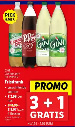 Lidl Gini, Canada Dry, Dr. Pepper Frisdrank aanbieding