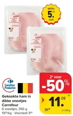 Carrefour Market Gekookte ham in dikke sneetjes Carrefour aanbieding