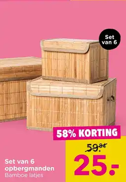 Xenos Set van 6 opbergmanden aanbieding