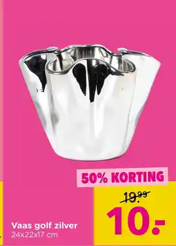 Xenos Vaas golf zilver aanbieding