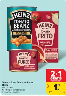 Carrefour Market Tomato Frito, Beanz en Puree Heinz aanbieding