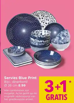 Xenos Servies Blue Print aanbieding