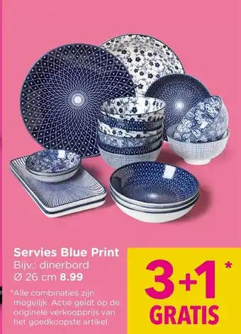 Xenos Servies Blue Print aanbieding