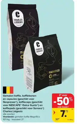 Carrefour Market Gemalen koffie, koffiebonen en capsules aanbieding
