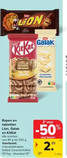 Carrefour Market Repen en tabletten Lion, Galak en KitKat aanbieding