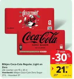 Carrefour Market Blikjes Coca-Cola Regular, Light en Zero aanbieding