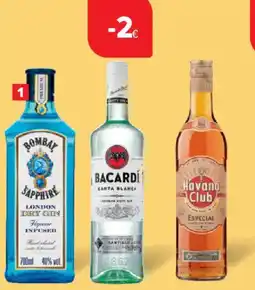 Carrefour Market Bacardi en Havana Club en gin Bombay aanbieding
