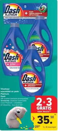 Carrefour Market Vloeibaar wasmiddel en pods Platinum Dash aanbieding
