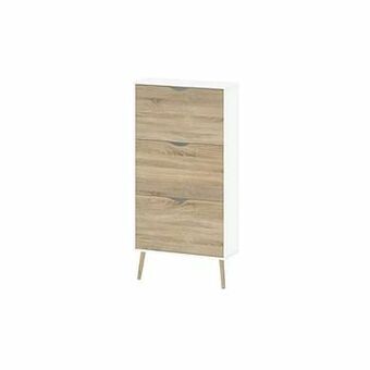 Leen Bakker Schoenenkast Delta - wit/eikenhout - 138,8x70,2x23,9 cm - Leen Bakker aanbieding