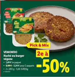 Lidl Vemondo Haché ou burger végane aanbieding