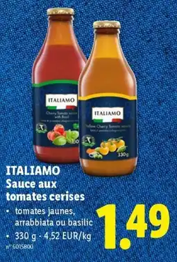 Lidl Italiamo Sauce aux tomates cerises aanbieding