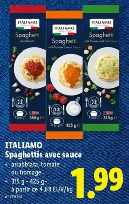 Lidl Italiamo Spaghettis avec sauce aanbieding