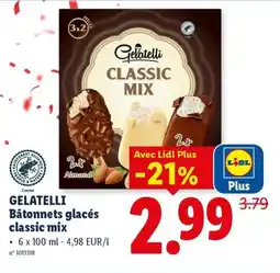 Lidl Gelatelli Bâtonnets glacés classic mix aanbieding