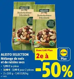 Lidl Alesto Sselection Mélange de noix et de raisins secs aanbieding