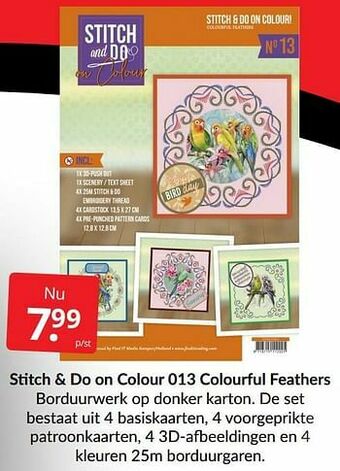 Boekenvoordeel Stitch + do on colour 013 colourful feathers aanbieding
