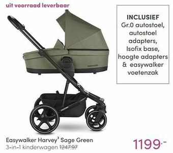 Baby & Tiener Easywalker harvey3 sage green 3-in-1 kinderwagen aanbieding