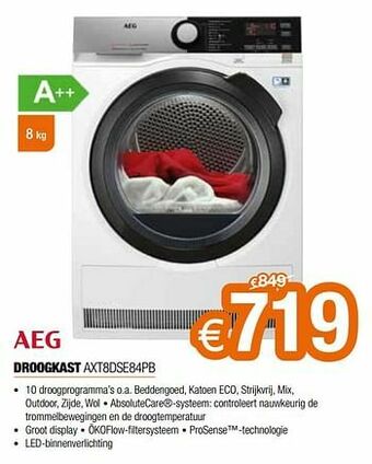 Expert Aeg droogkast axt8dse84pb aanbieding