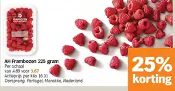 Albert Heijn AH Frambozen 225 gram aanbieding