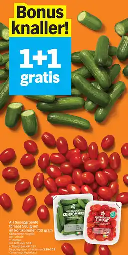 Albert Heijn AH Snoepgroente tomaat 500 gram en komkommer 700 gram aanbieding