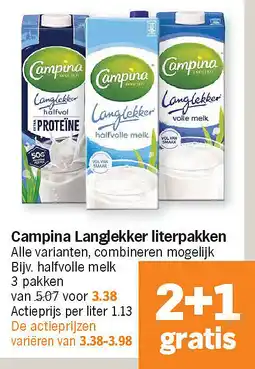 Albert Heijn Campina Langlekker literpakken aanbieding