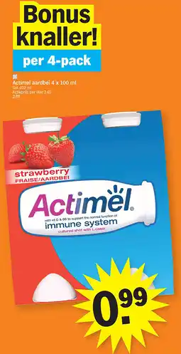 Albert Heijn Actimel aardbei 4 x 100 ml aanbieding