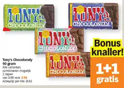 Albert Heijn Tony's Chocolonely 90 gram aanbieding