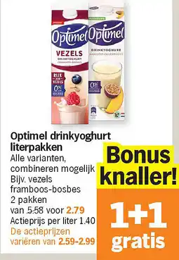 Albert Heijn Optimel drinkyoghurt literpakken aanbieding