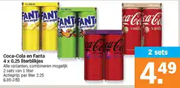 Albert Heijn Coca-Cola en Fanta 4 x 0.25 literblikjes aanbieding