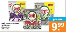 Albert Heijn Dreft vaatwascapsules 30-39 stuks aanbieding