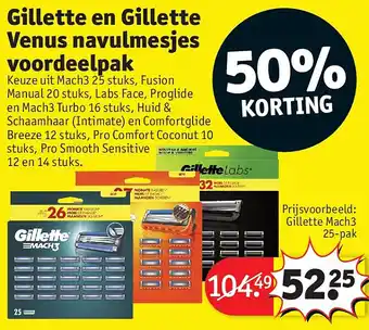 Kruidvat Gillette en Gillette Venus navulmesjes voordeelpak aanbieding