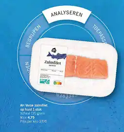Albert Heijn AH Verse zalmfilet op huid 1 stuk aanbieding