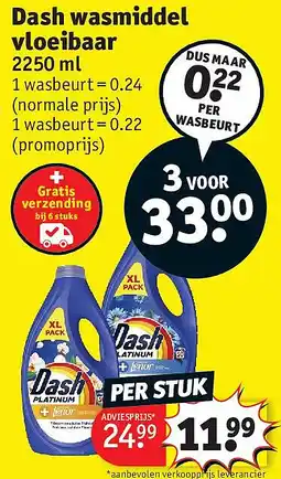Kruidvat Dash wasmiddel vloeibaar aanbieding