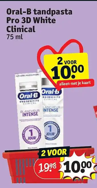 Kruidvat Oral-B tandpasta Pro 3D White Clinical aanbieding
