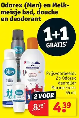 Kruidvat Odorex (Men) en Melkmeisje bad, douche en deodorant aanbieding