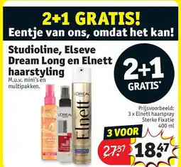 Kruidvat Studioline, Elseve Dream Long en Elnett haarstyling aanbieding