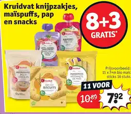 Kruidvat Kruidvat knijpzakjes, maïspuffs, pap en snacks aanbieding