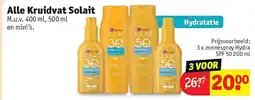 Kruidvat 3 x zonnespray Hydra SPF 50 200 ml aanbieding