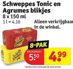 Kruidvat Schweppes Tonic en Agrumes blikjes aanbieding
