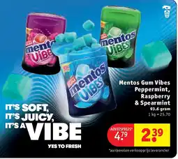 Kruidvat Mentos Gum Vibes Peppermint, Raspberry & Spearmint aanbieding